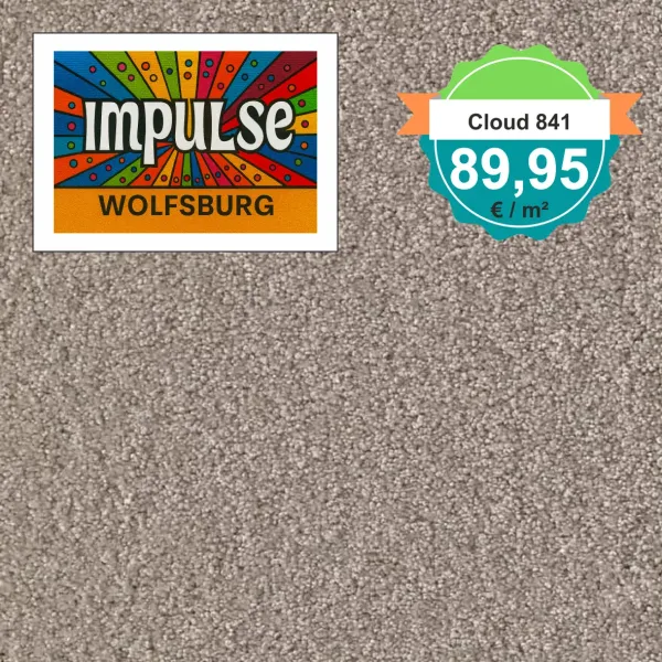 Draufsicht Girloon Cloud 841 Teppichboden mit Preislabel 89,95 €/m²